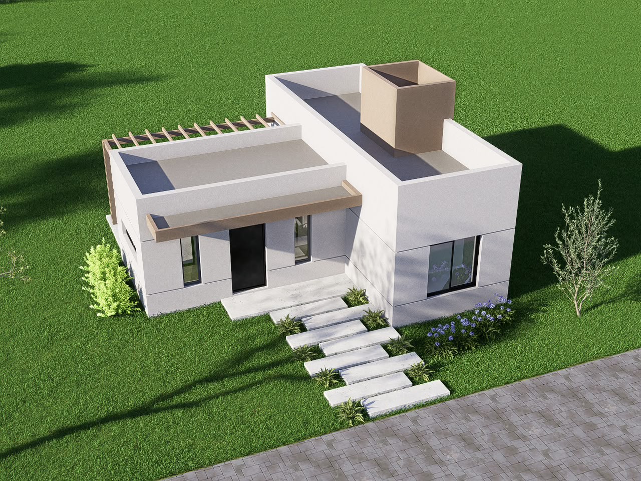 Vista aérea de la vivienda modular