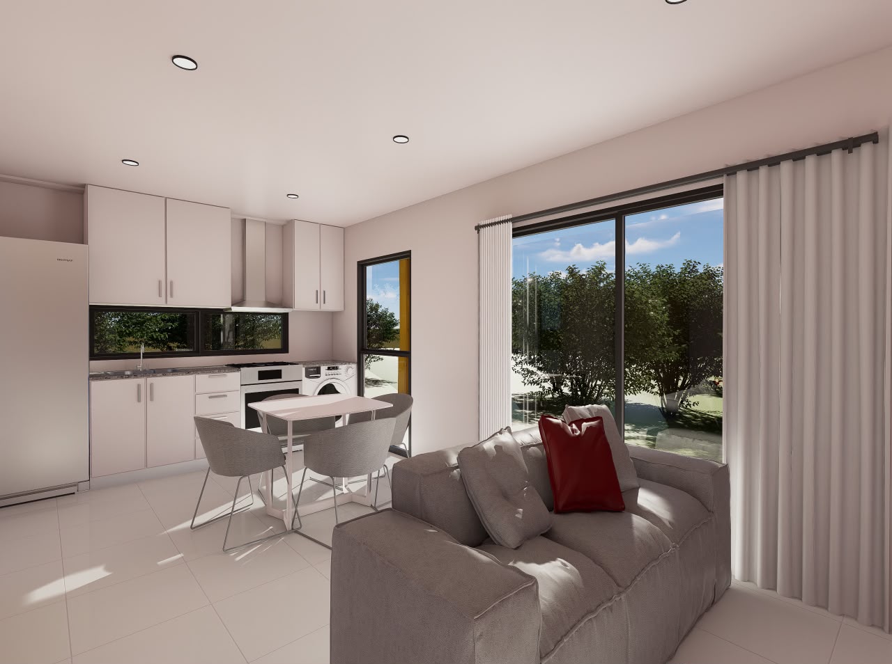 Living comedor con cocina integrada